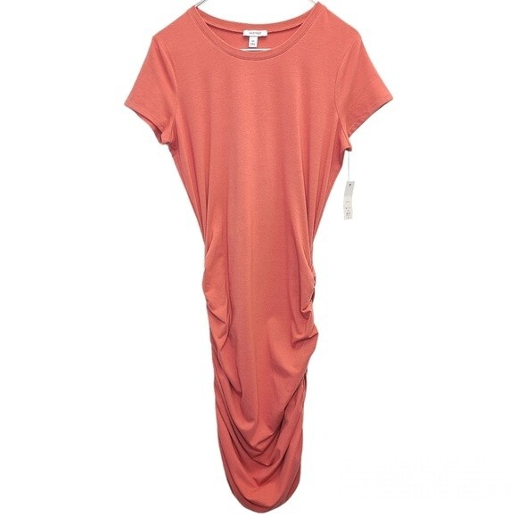 NWT Mine West Side Ruched Midi Dress M - Picture 1 of 16